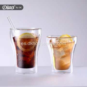 Vaso de jugo de vidrio doble reutilizable ecológico